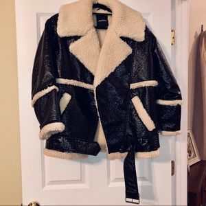 monki shearling aviator jacket